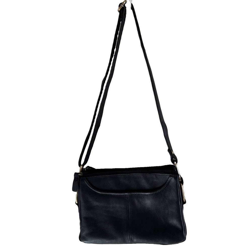 Great American Leather Works Cross Body Purse Bag Black W/ Brass 10x6.5" Zip